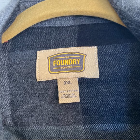 The Foundry Supply Co Button Down 2XLT Mens Big and Tall Gray Black Checkered - Picture 3 of 4